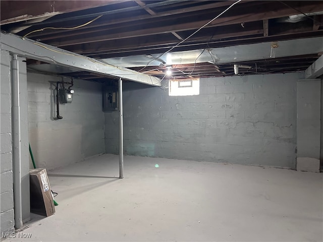 basement with electric panel