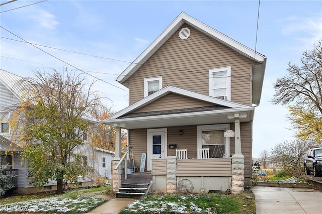 view of front of property featuring covered porch