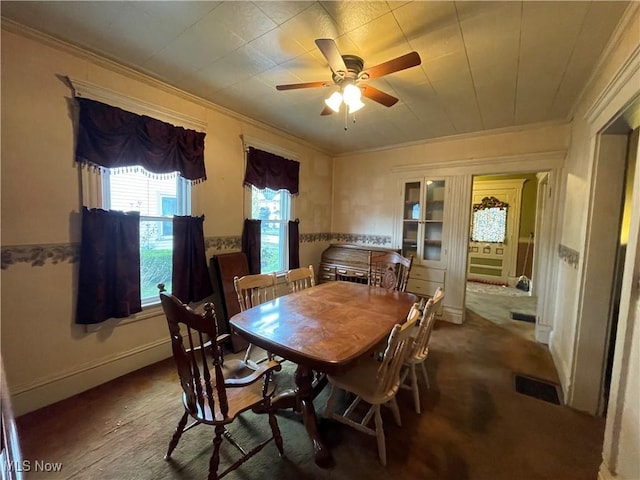 520 E Lincoln Way, Lisbon, OH 44432 - dining room with ornamental molding and ceiling fan