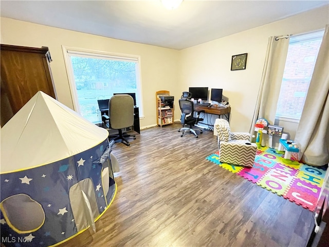 office with hardwood / wood-style floors