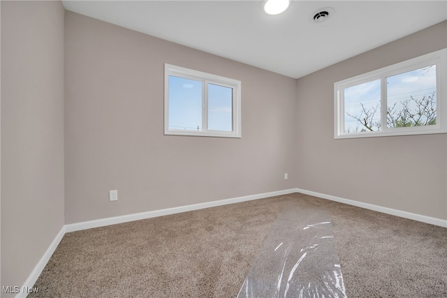 unfurnished room featuring carpet and a wealth of natural light