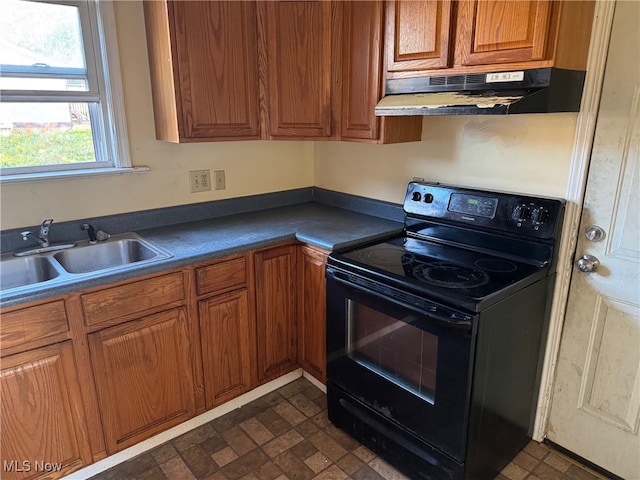 kitchen featuring sink and black range with electric cooktop