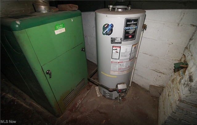 utility room with gas water heater