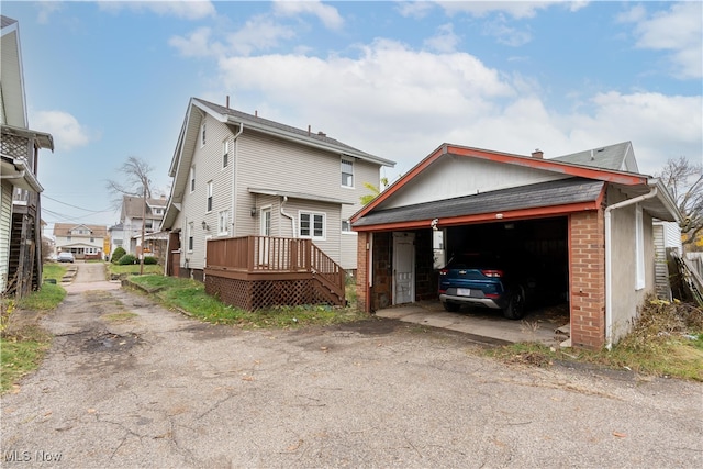 exterior space featuring a garage