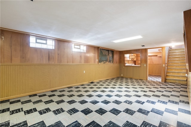 basement with wooden walls