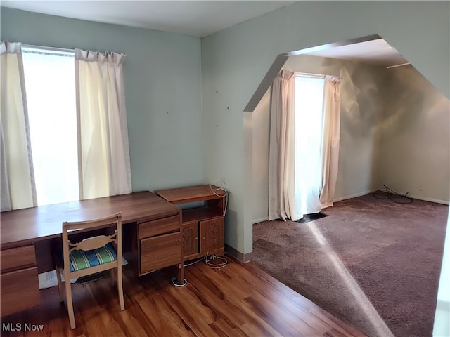 office with wood-type flooring