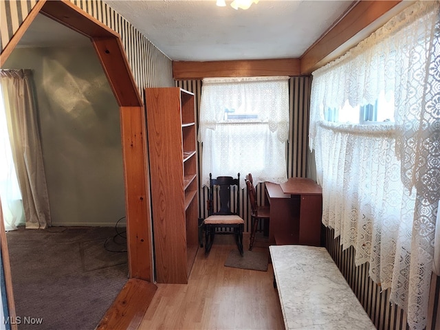 living area featuring hardwood / wood-style floors