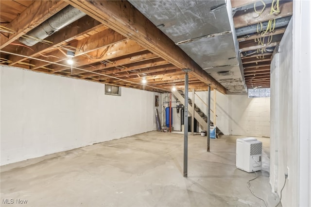 basement with gas water heater