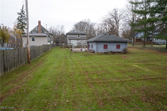 view of yard with a residential view and fence