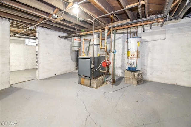 basement with gas water heater