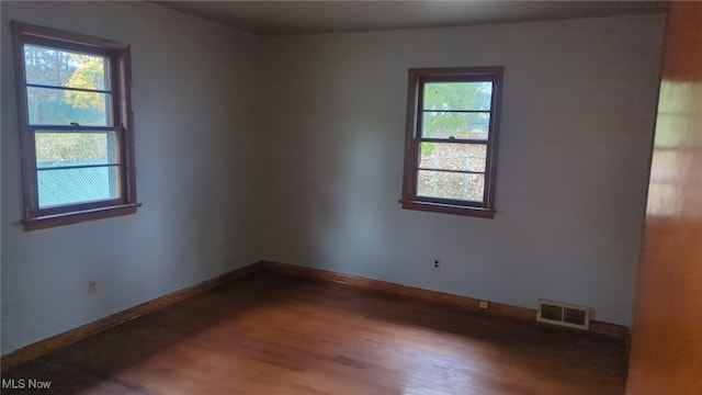 empty room featuring hardwood / wood-style floors and plenty of natural light