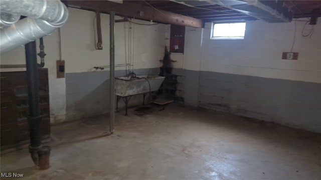 basement with sink