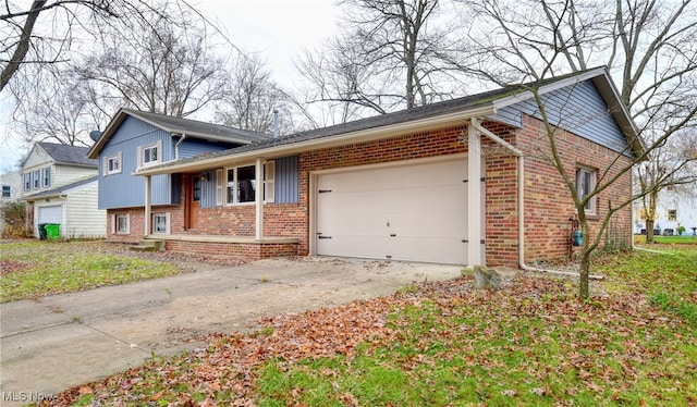 view of front of home with a porch and a garage