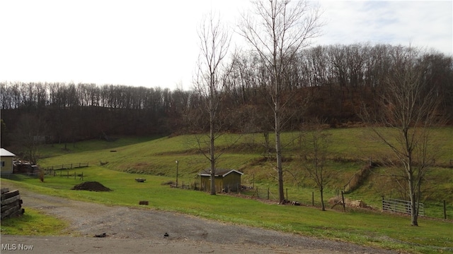 view of yard with a rural view