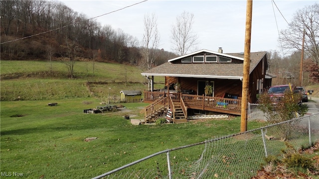 view of yard featuring a deck