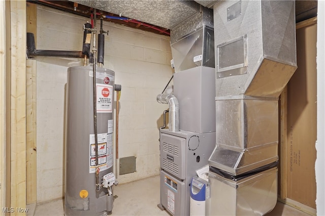 utilities featuring heating unit and water heater