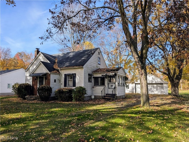 view of property exterior with a lawn