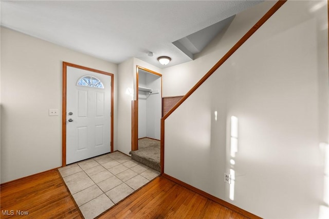 foyer entrance featuring light hardwood / wood-style flooring