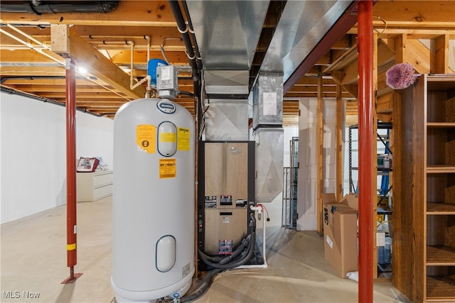 utility room featuring water heater