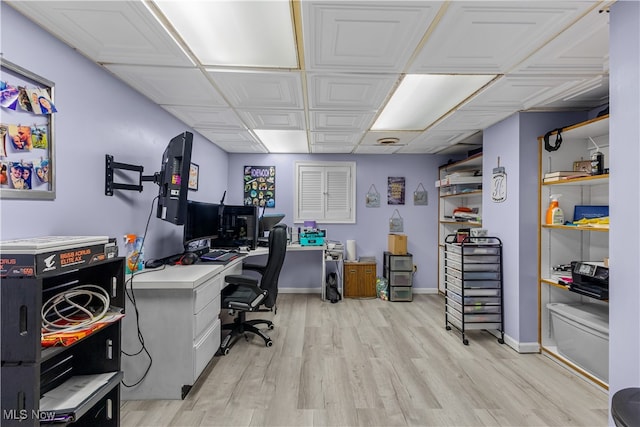 home office featuring light hardwood / wood-style floors