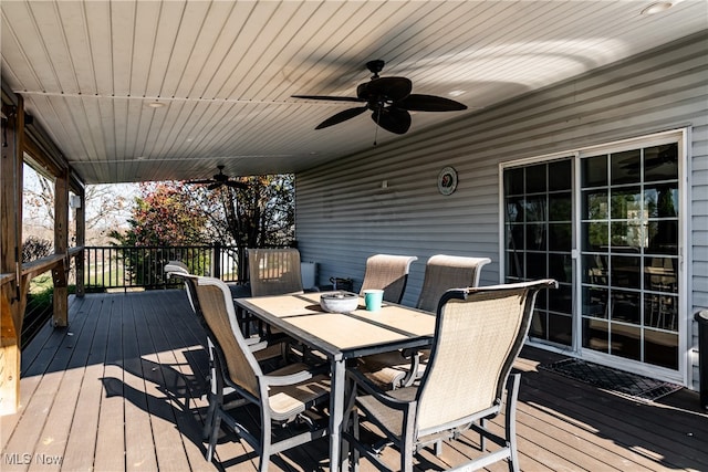 wooden terrace with ceiling fan