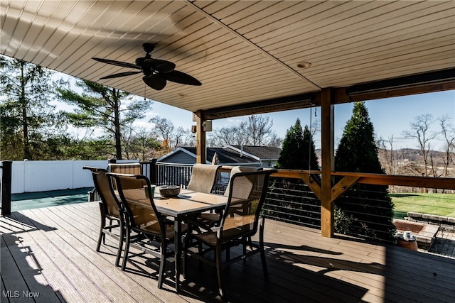 deck featuring ceiling fan