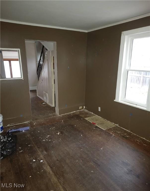 spare room with plenty of natural light and ornamental molding