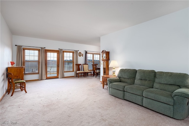 living room featuring carpet