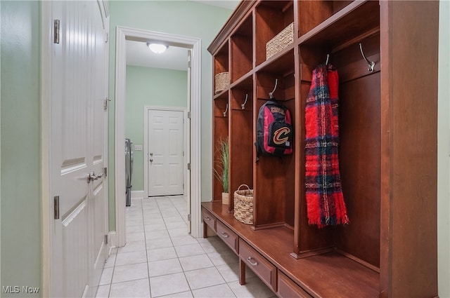 mudroom featuring light tile patterned floors