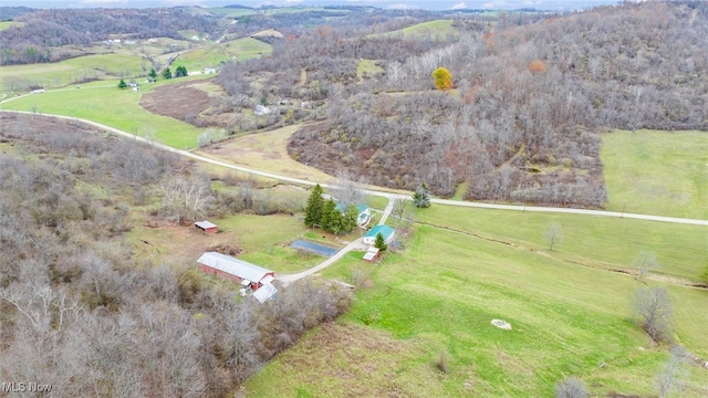 bird's eye view with a rural view