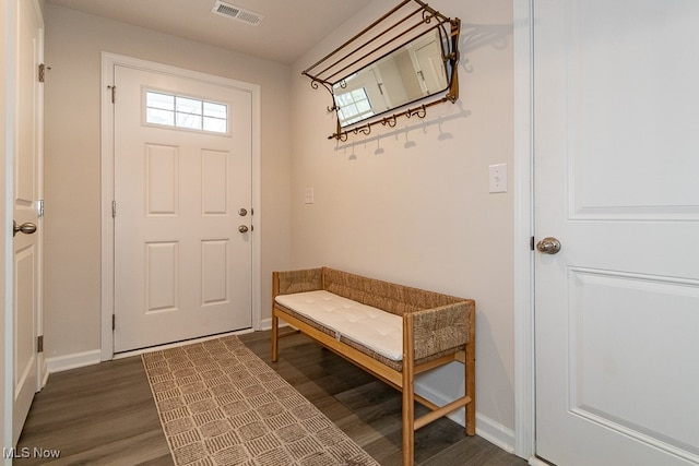 mudroom featuring dark hardwood / wood-style floors