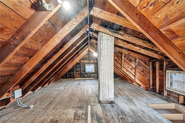 view of unfinished attic