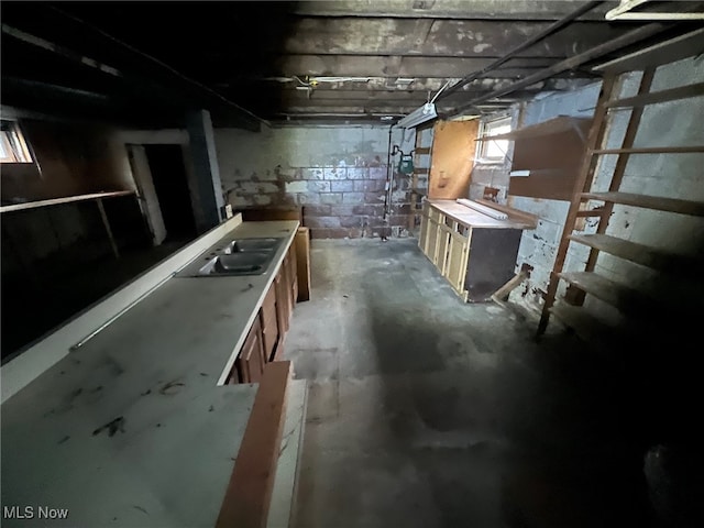 basement with sink