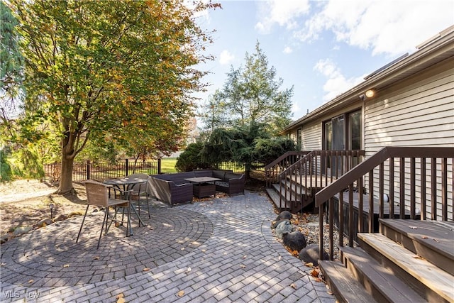 view of patio featuring an outdoor hangout area