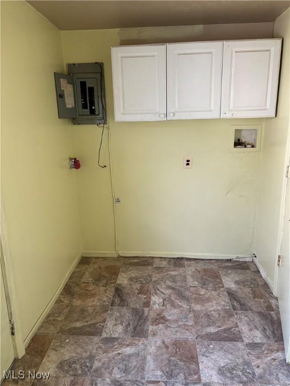 1013 Saint George, East Liverpool, OH 43920 - laundry area with cabinet space, electric panel, washer hookup, and stone finish flooring