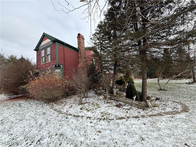 view of snow covered exterior