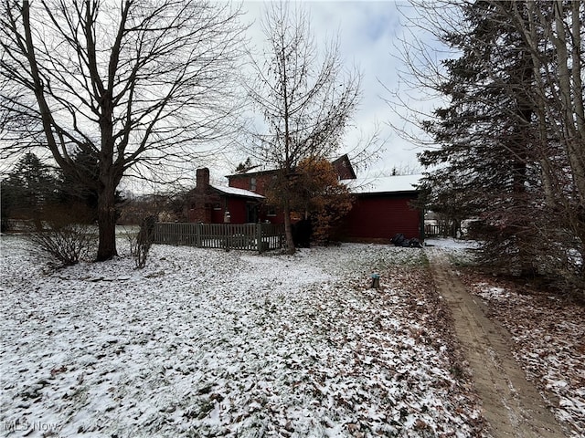 view of snow covered exterior