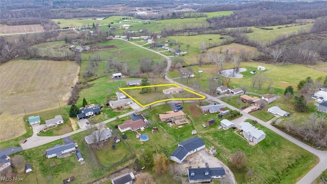 bird's eye view with a rural view