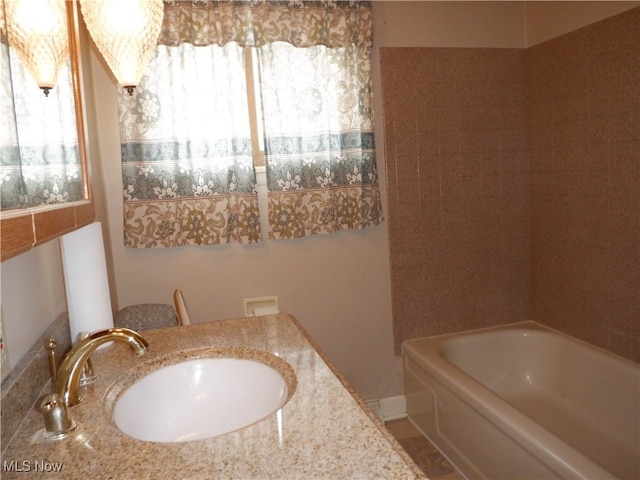 bathroom featuring a bath and vanity