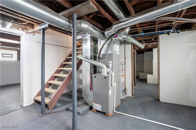 basement with heating unit