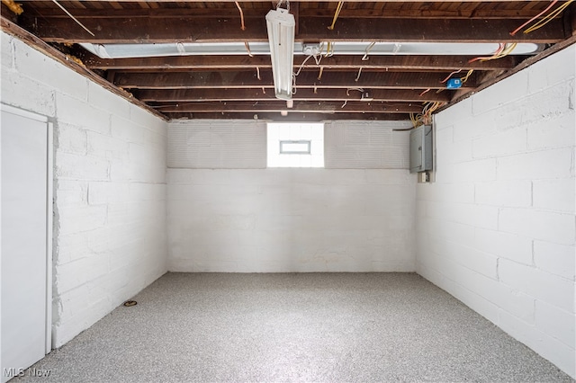 basement with electric panel