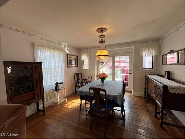 dining room with wood-type flooring