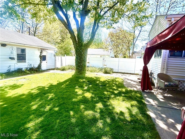 view of yard with a patio area