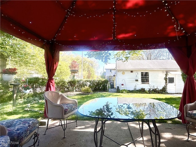 view of patio featuring a gazebo