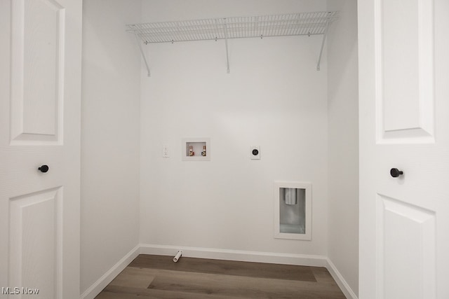 laundry room featuring hardwood / wood-style floors, washer hookup, and hookup for an electric dryer