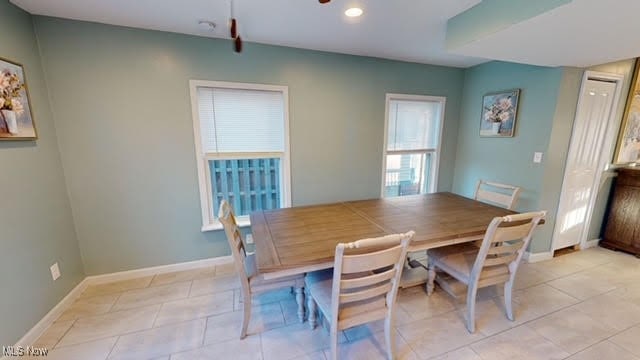 view of tiled dining room