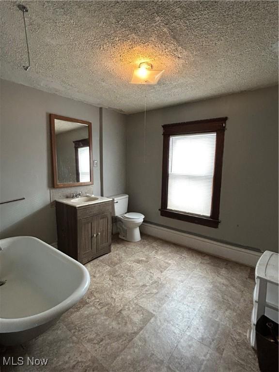 bathroom featuring a bathtub, vanity, and toilet