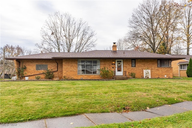 ranch-style home with a front yard