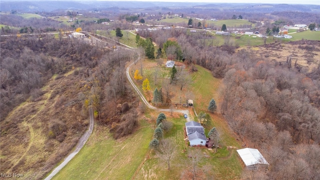 bird's eye view featuring a rural view