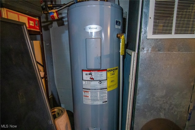 utility room with electric water heater